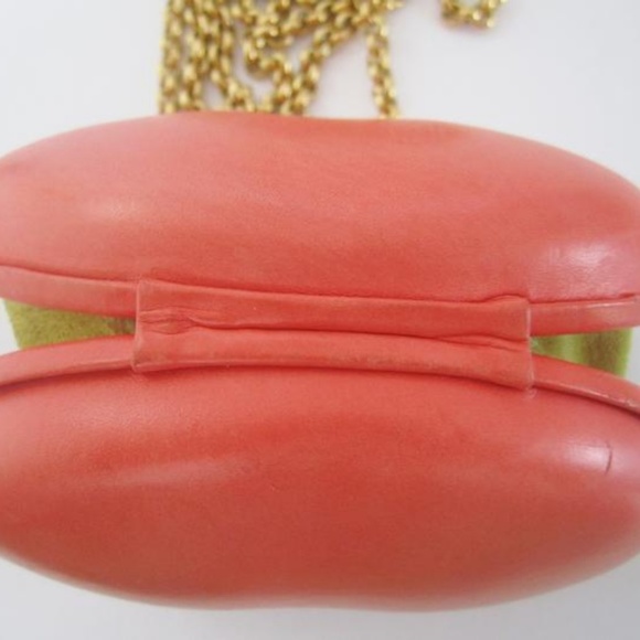 Evening Pochette Jane Bolinger RARE Bean Leather Shoulder bag Salmon Vintage - Picture 7 of 8